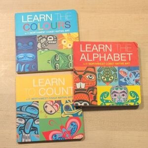 northwest coast native art 3 pc baby toddler board book bundle alphabet colours